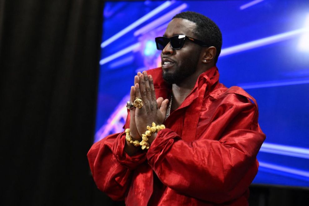 US producer-musician Sean "Diddy" Combs gestures in the press room during the MTV Video Music Awards at the Prudential Center in Newark, New Jersey, on September 12, 2023