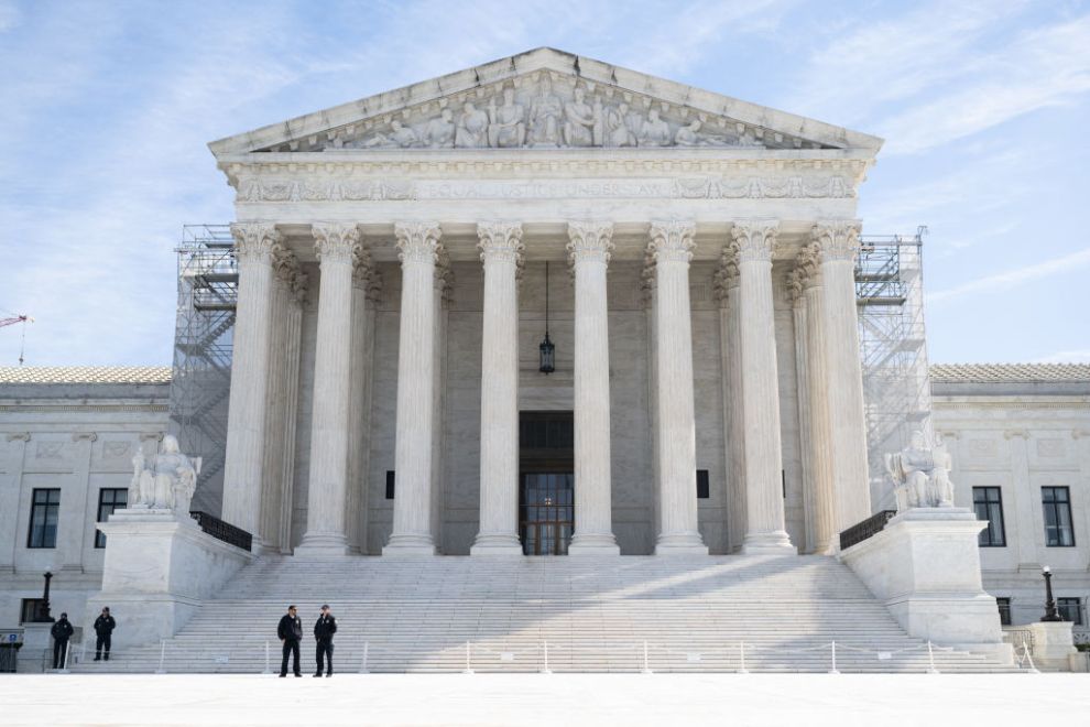 The US Supreme Court is seen as the Court hears oral arguments in the case of Murthy v. Missouri in Washington, DC, March 18, 2024. The case stems from a lawsuit brought by the Republican attorneys general of Louisiana and Missouri, who allege that government officials went too far in their efforts to get social media platforms to combat vaccine and election misinformation.