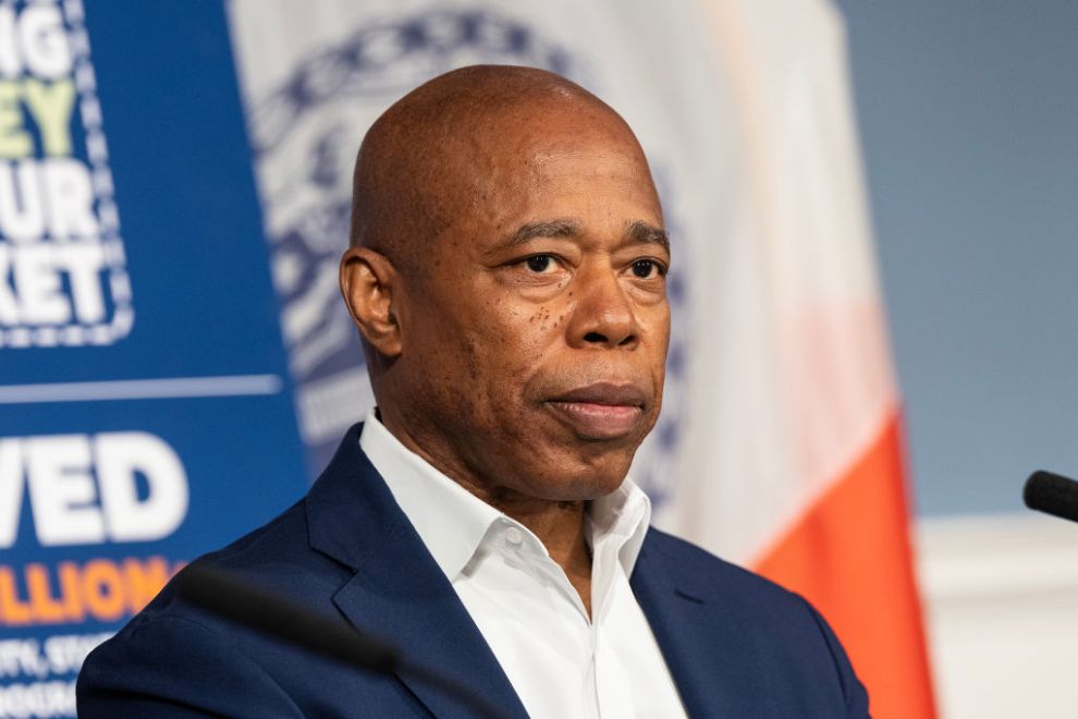 NEW YORK, UNITED STATES - 2024/08/27: Mayor Eric Adams speaks to the press during the weekly briefing at the City Hall about the ongoing programs in New York City.