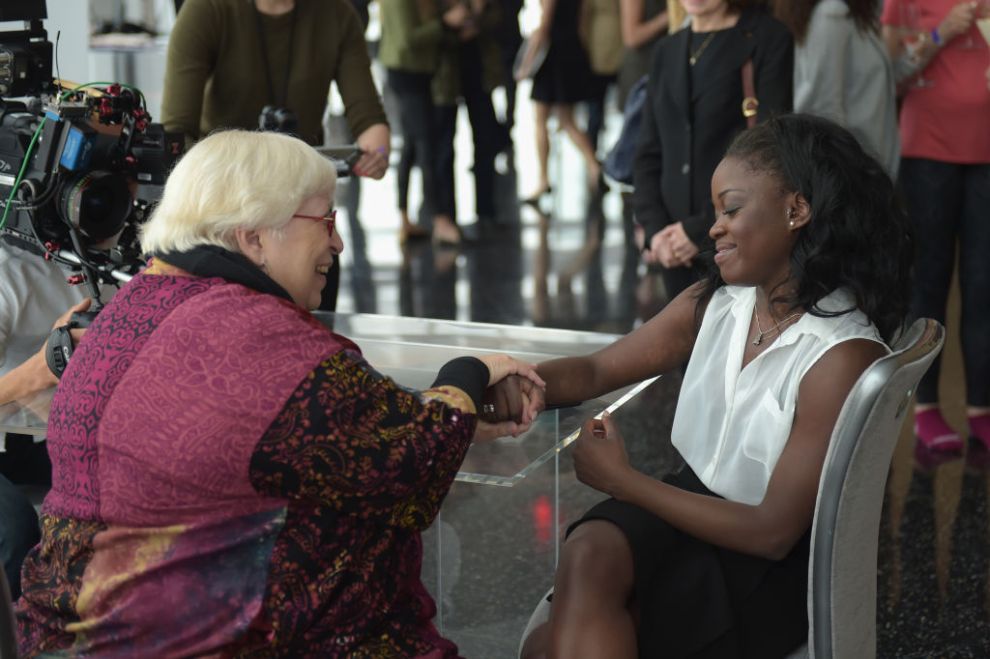 NEW YORK, NY - APRIL 26: Elaine DePrince (L) and Ballerina Michaela DePrince attend the Jockey "Show'Em What's Underneath, Show'Em Your Jockey" Event in NYC at One World Observatory on April 26, 2017 in New York City