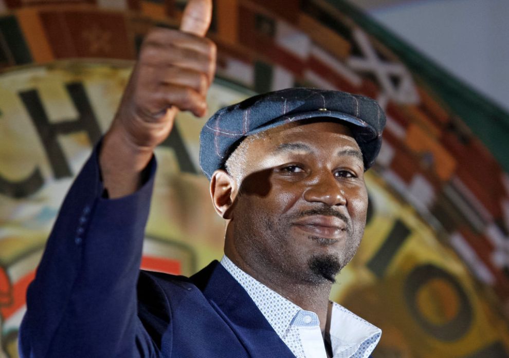 Ex Heavyweight Boxing champion Lennox Lewis gestures during an authographs signing event on the 56th WBC ( World Boxing Council ) Convention in Kiev, Ukraine, 02 October, 2018. The 56th WBC Convention takes place in Kiev from September 30 to October 05. The event participate of boxing legends Lennox Lewis, Evander Holyfield, Eric Morales, Alexander Usik, Vitali Klitschko and about 700 congress participants from 160 countries.