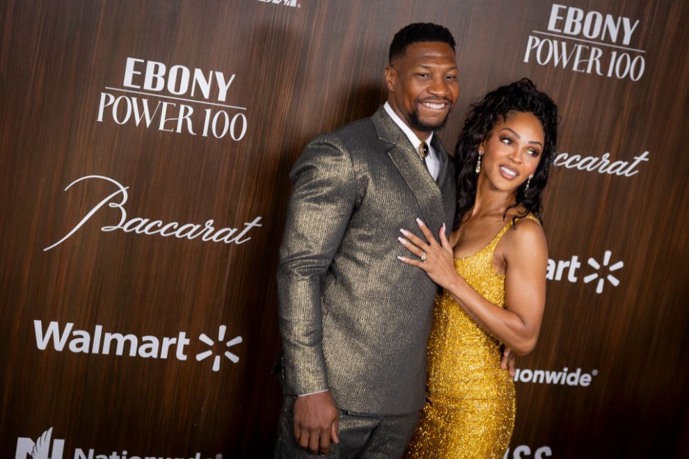 LOS ANGELES, CALIFORNIA - NOVEMBER 17: (L-R) Jonathan Majors and Meagan Good attend the 2024 Ebony Power 100 List at Nya Studios on November 17, 2024 in Los Angeles, California.