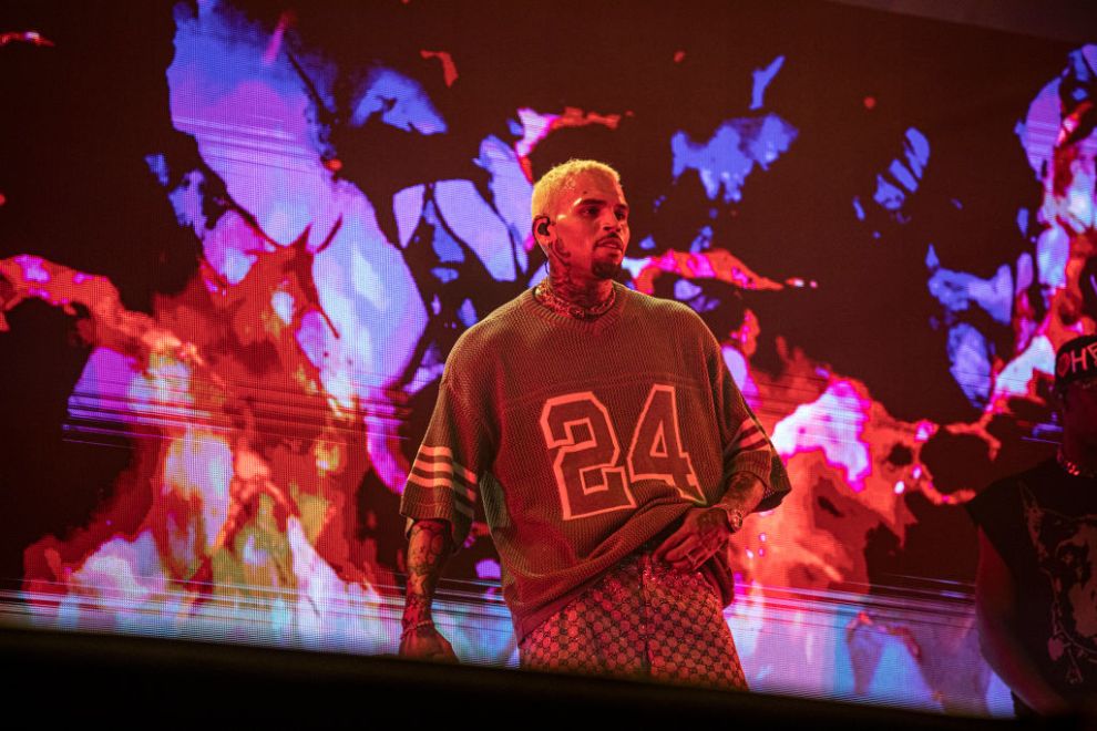 JOHANNESBURG, SOUTH AFRICA - DECEMBER 14: Singer Chris Brown performs at FNB stadium on December 14, 2024, in Johannesburg, South Africa.