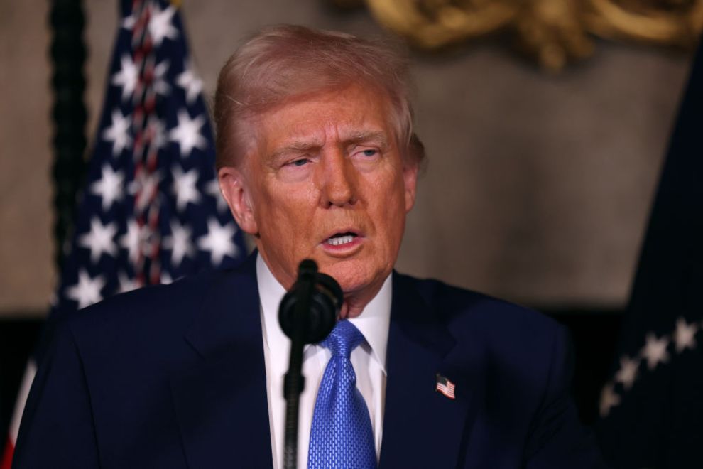 PALM BEACH, FLORIDA - FEBRUARY 18: U.S. President Donald Trump delivers remarks before signing an executive order on expanding access to IVF at his Mar-a-Lago resort on February 18, 2025 in Palm Beach, Florida. Later today Fox News will air a joint interview between President Trump and Tesla and SpaceX CEO Elon Musk.